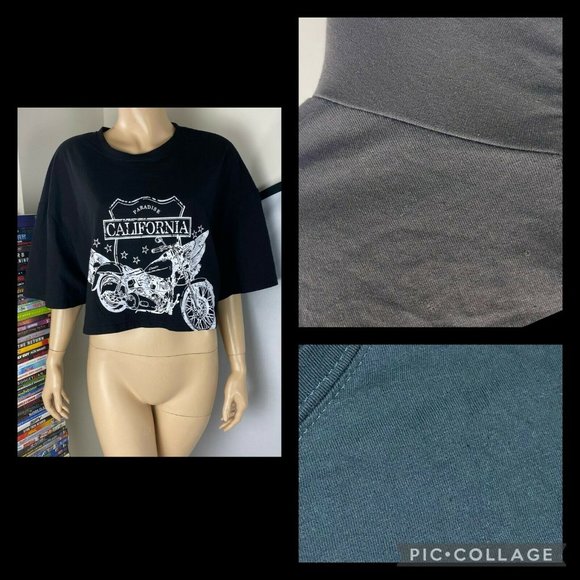 Shein Curve 4XL Plus Size Paradise California Motorcycle Cropped Tee - Picture 11 of 12